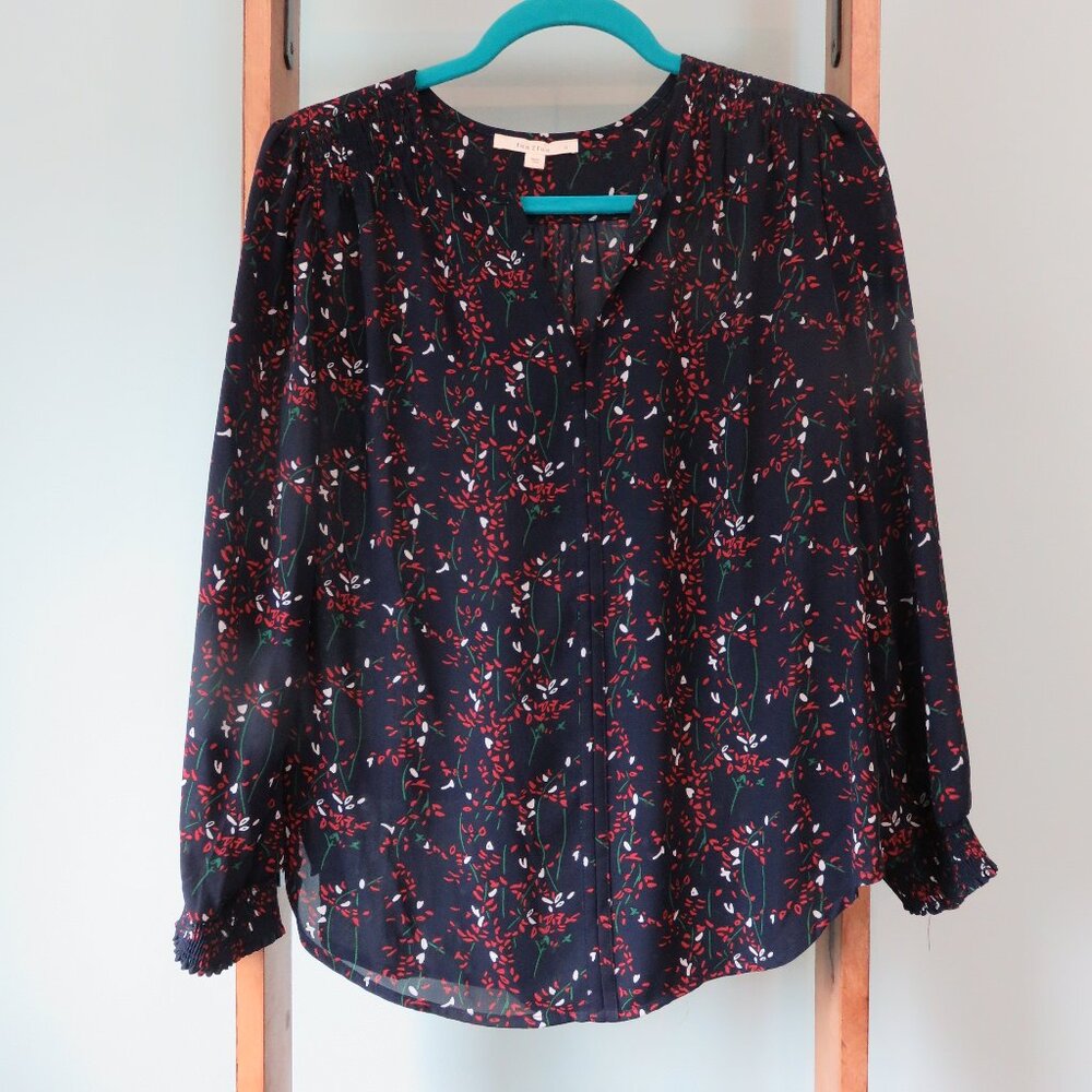 Fun2Fun Amiyah Long Sleeve Blouse in Navy Size S